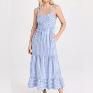 NEW Z SUPPLY ayla chambray stripe midi dress in blue & white